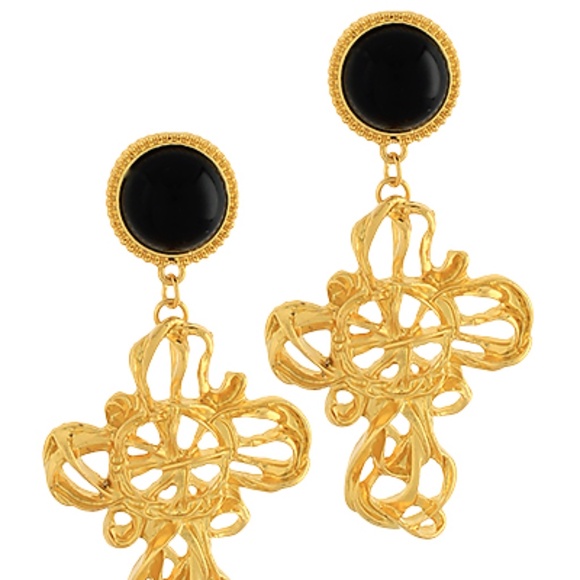 Dome & Organic Cross Earrings